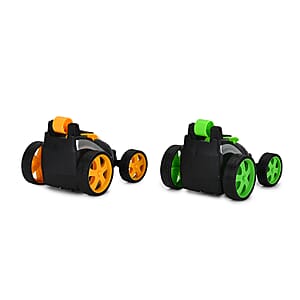 2pack Invincible Tornado RC Stunt Car with Flashing Light & Remote Control - Yellow and Green (3xAAA, 2xAA Batteries Not Included)