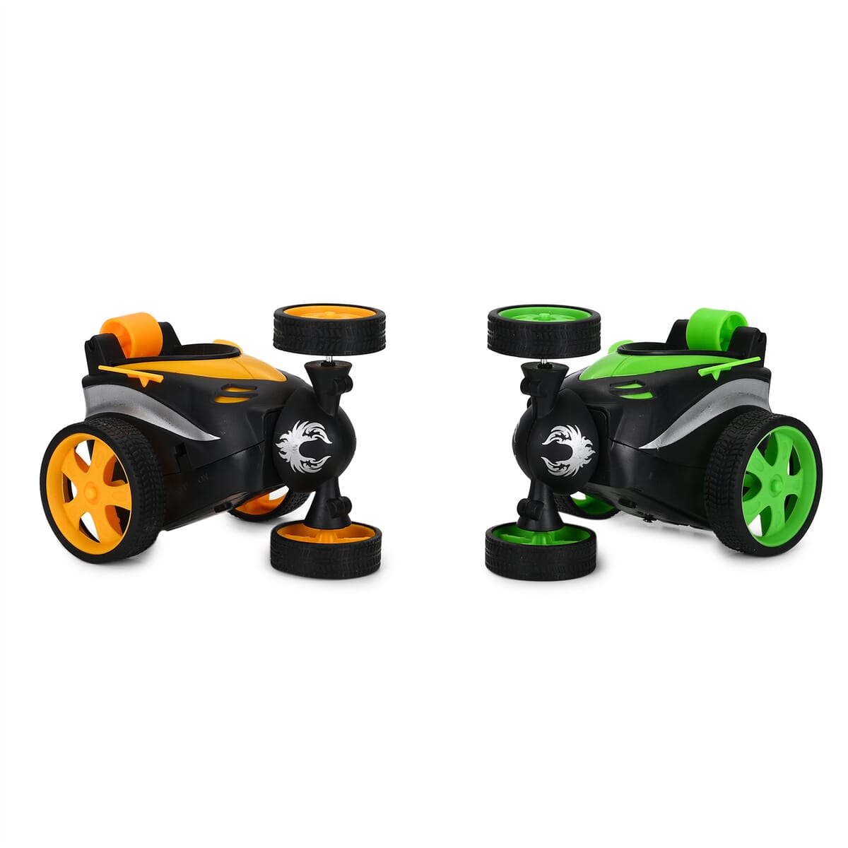 2pack Invincible Tornado RC Stunt Car with Flashing Light & Remote Control - Yellow and Green (3xAAA, 2xAA Batteries Not Included) image number 4