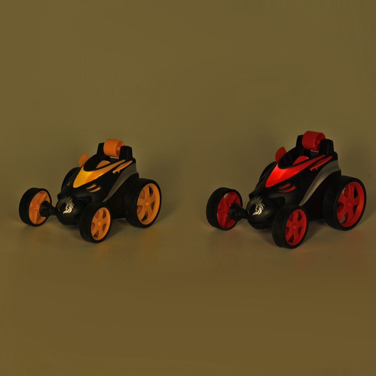 2pack Invincible Tornado RC Stunt Car with Flashing Light & Remote Control - Yellow and Red (3xAAA, 2xAA Batteries Not Included) image number 1