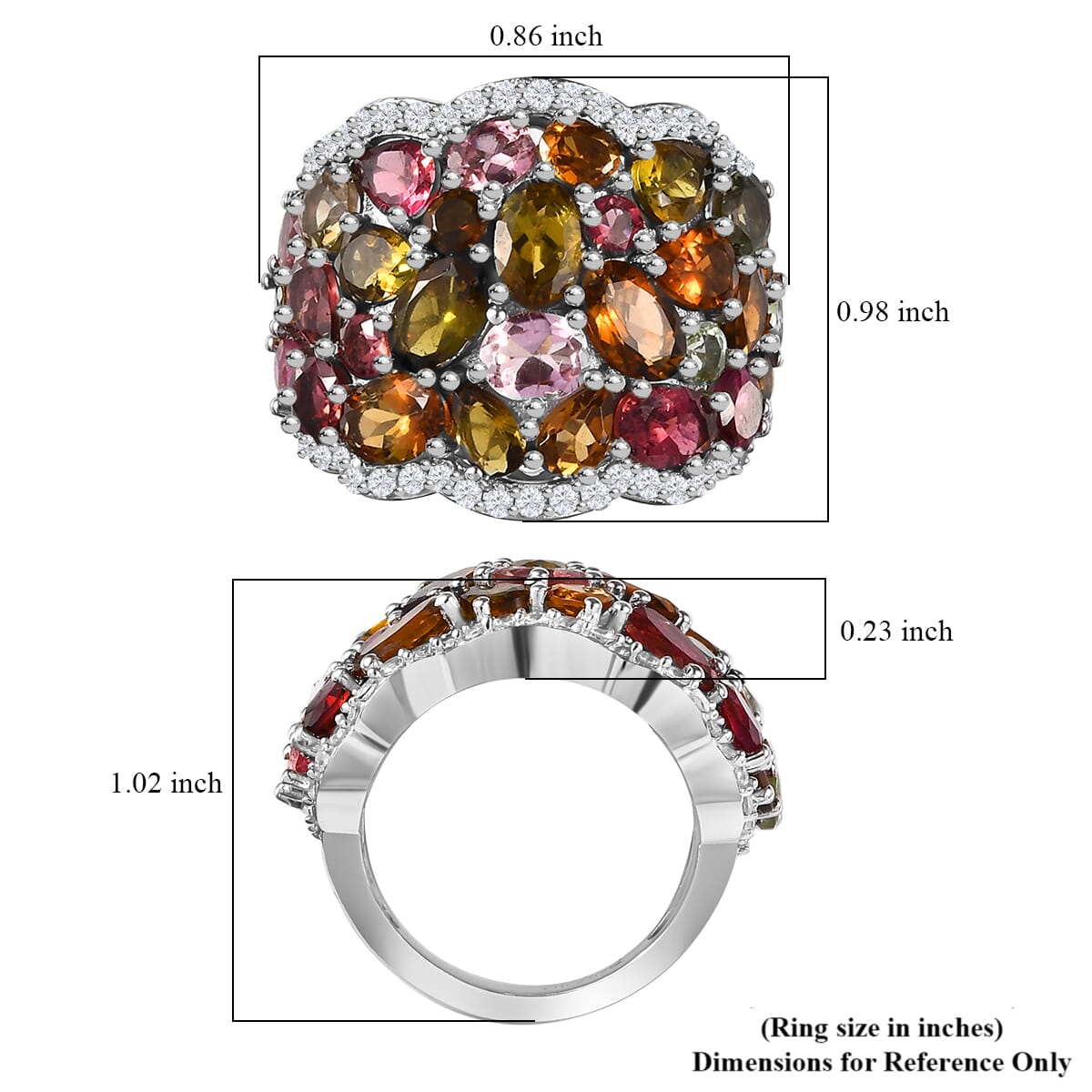 Buy Multi-Tourmaline and White Zircon 8.00 ctw Ring in Buy Multi-Tourmaline and White Zircon 8.00 ctw Ring in