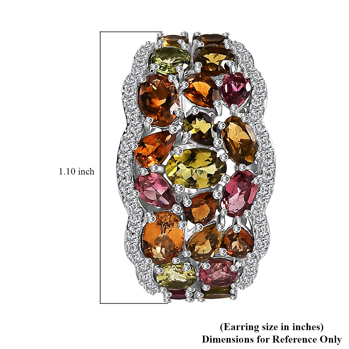 Multi-Tourmaline and White Zircon 10.85 ctw Hoop Earrings in Rhodium Over Sterling Silver