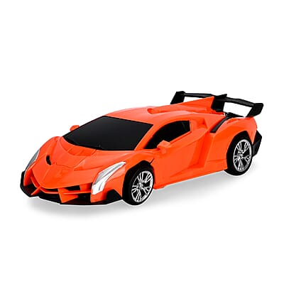 Orange Remote Transforming Into Robot Car with Headlight (Powered by 3AAA Battery and Remote Control By 2AA Battery not Included)
