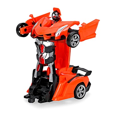 Orange Remote Transforming Into Robot Car with Headlight (Powered by 3AAA Battery and Remote Control By 2AA Battery not Included)