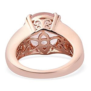 Rose Quartz and Zircon 8.34 ctw Ring in 14K RG Over Sterling Silver (Size 5.5)