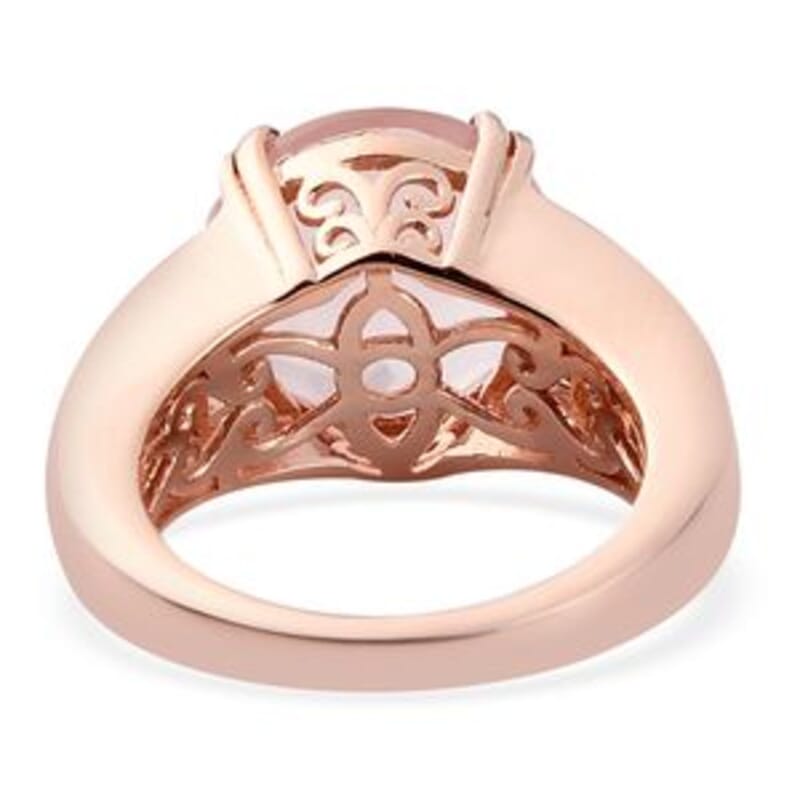 Rose Quartz and Zircon 8.34 ctw Ring in 14K RG Over Sterling Silver (Size 5.5)