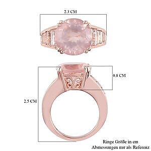 Rose Quartz and Zircon 8.34 ctw Ring in 14K RG Over Sterling Silver (Size 5.5)