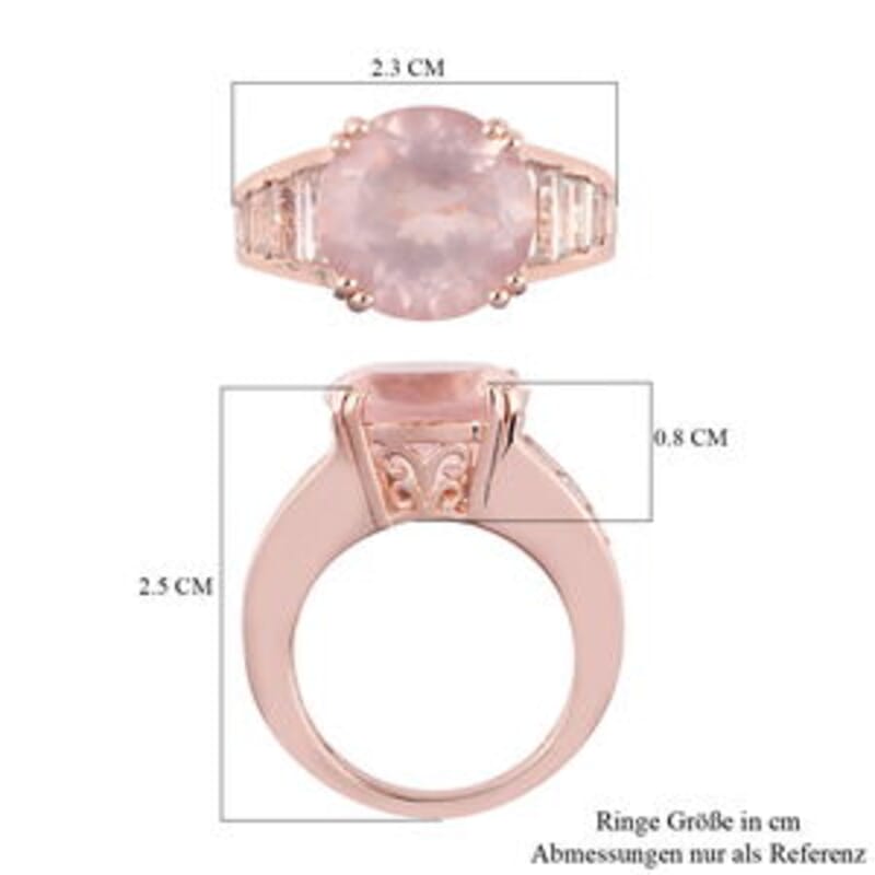 Rose Quartz and Zircon 8.34 ctw Ring in 14K RG Over Sterling Silver (Size 5.5)
