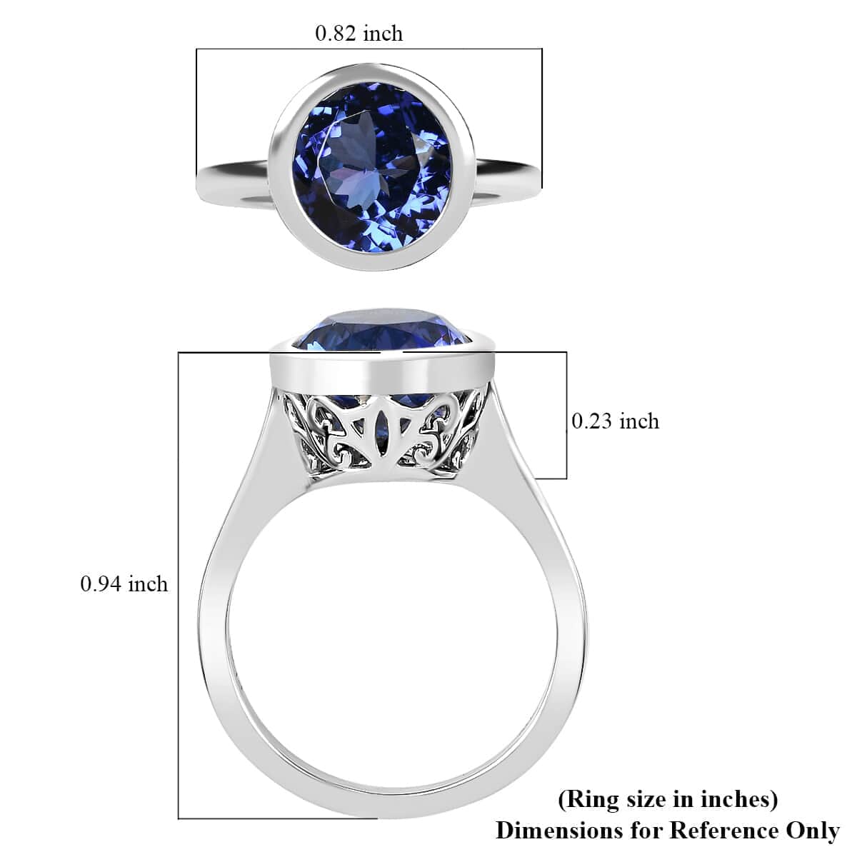 Rhapsody 950 Platinum AAAA Tanzanite Solitaire Ring (Size 10.0) 5.75 Grams 4.35 ctw image number 5