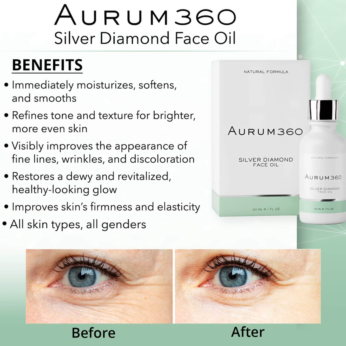 Aurum 360 Silver Diamond Organic Anti Aging Face Oil image number 2