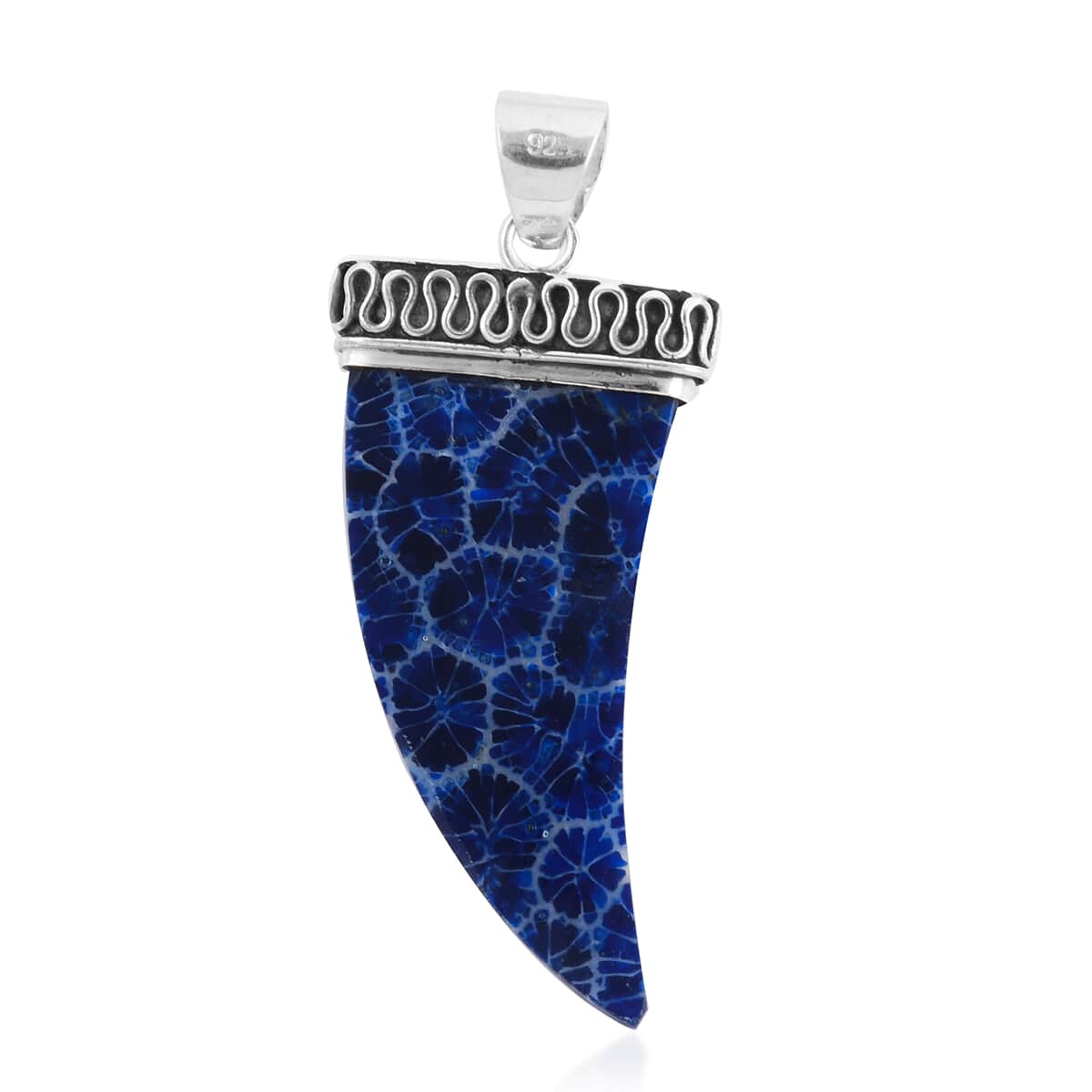 Blue Sponge Coral Pendant in Sterling Silver image number 3