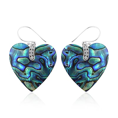 Abalone Shell Heart Earrings in Sterling Silver