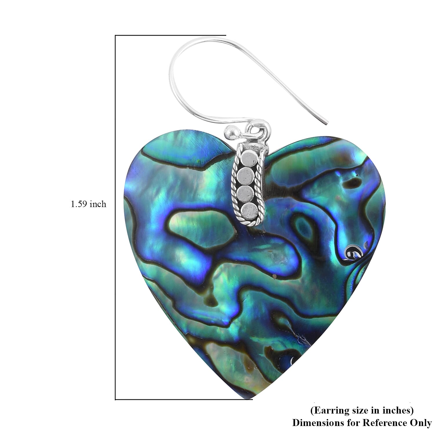 Abalone Shell Heart Earrings in Sterling Silver