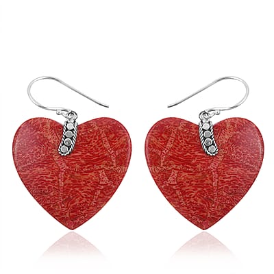 Sponge Coral Heart Earrings in Sterling Silver