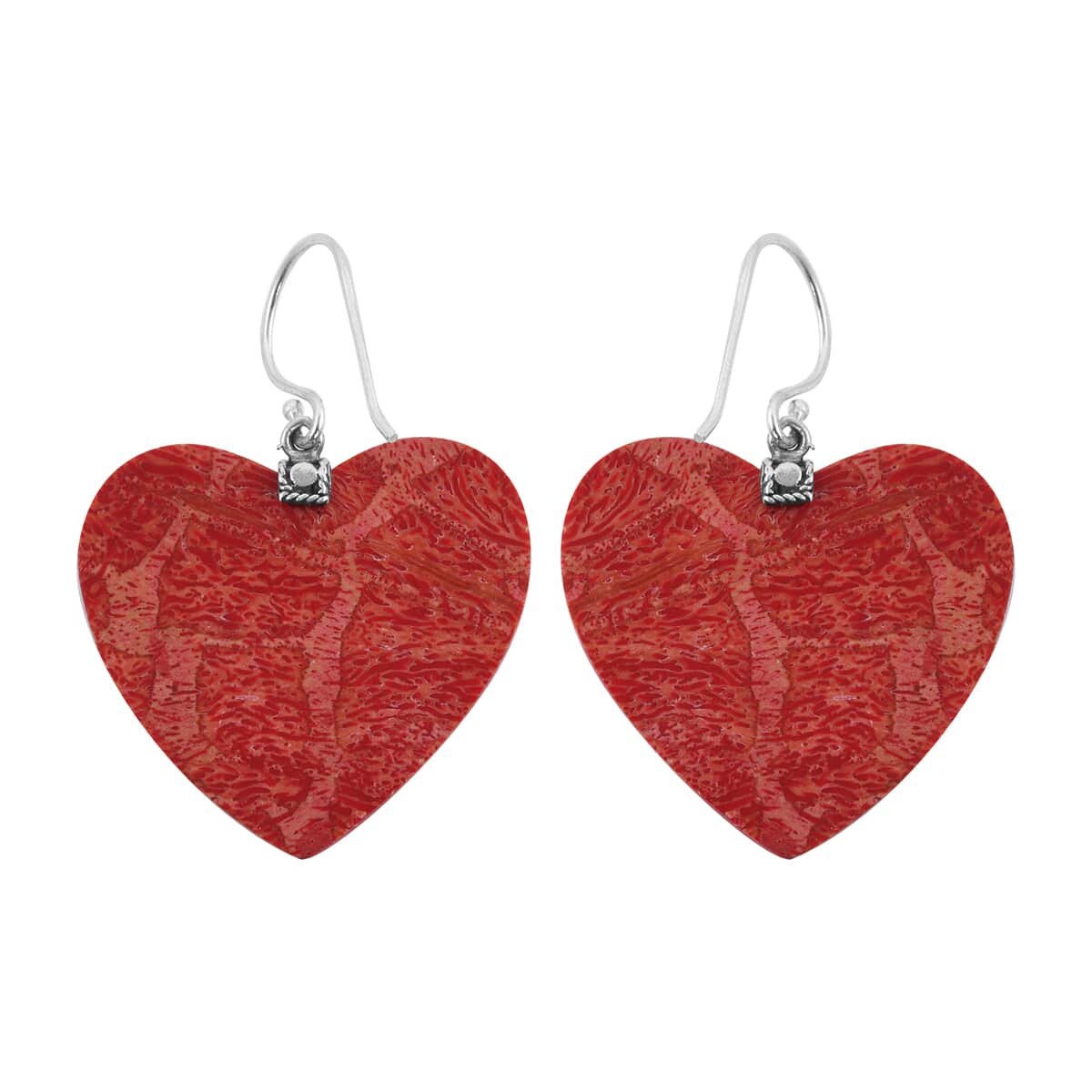 Sponge Coral Heart Earrings in Sterling Silver image number 3