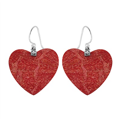 Sponge Coral Heart Earrings in Sterling Silver