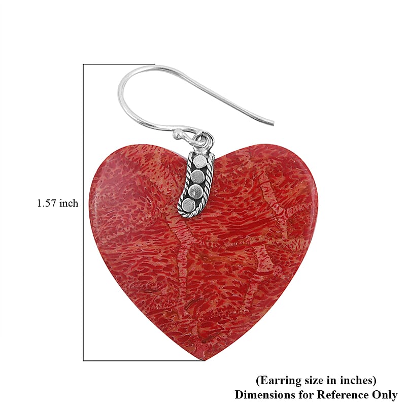Sponge Coral Heart Earrings in Sterling Silver