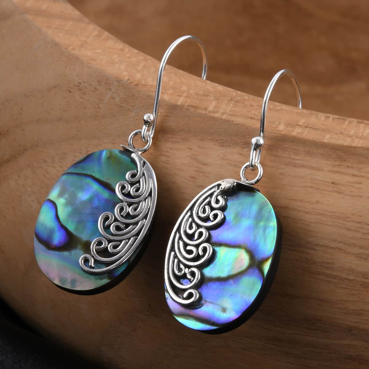 Abalone Shell Dangle Earrings in Sterling Silver image number 1