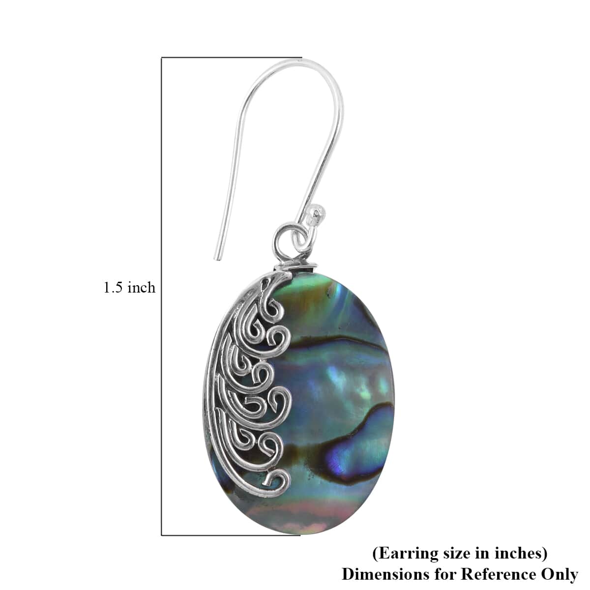 Abalone Shell Dangle Earrings in Sterling Silver image number 4