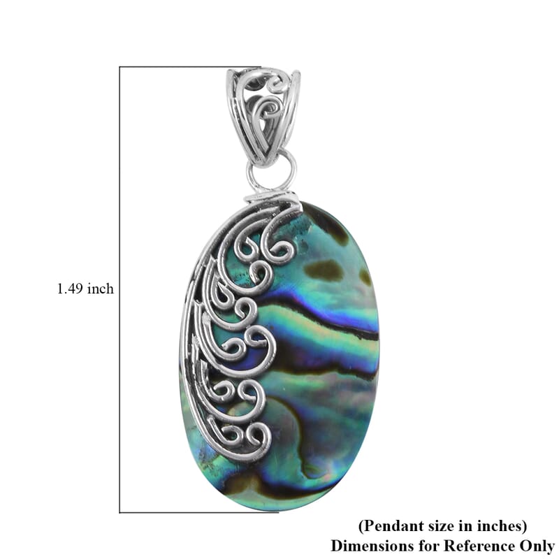 Abalone Shell Pendant without Chain in Sterling Silver
