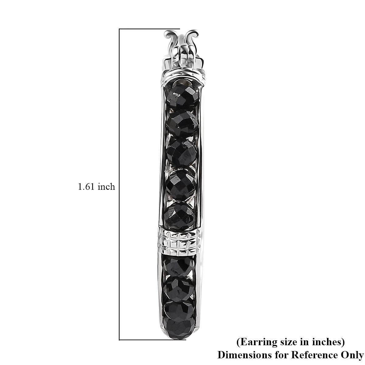 EverTrue Thai Black Spinel 24.15 ctw Hoop Earrings in Platinum Bond