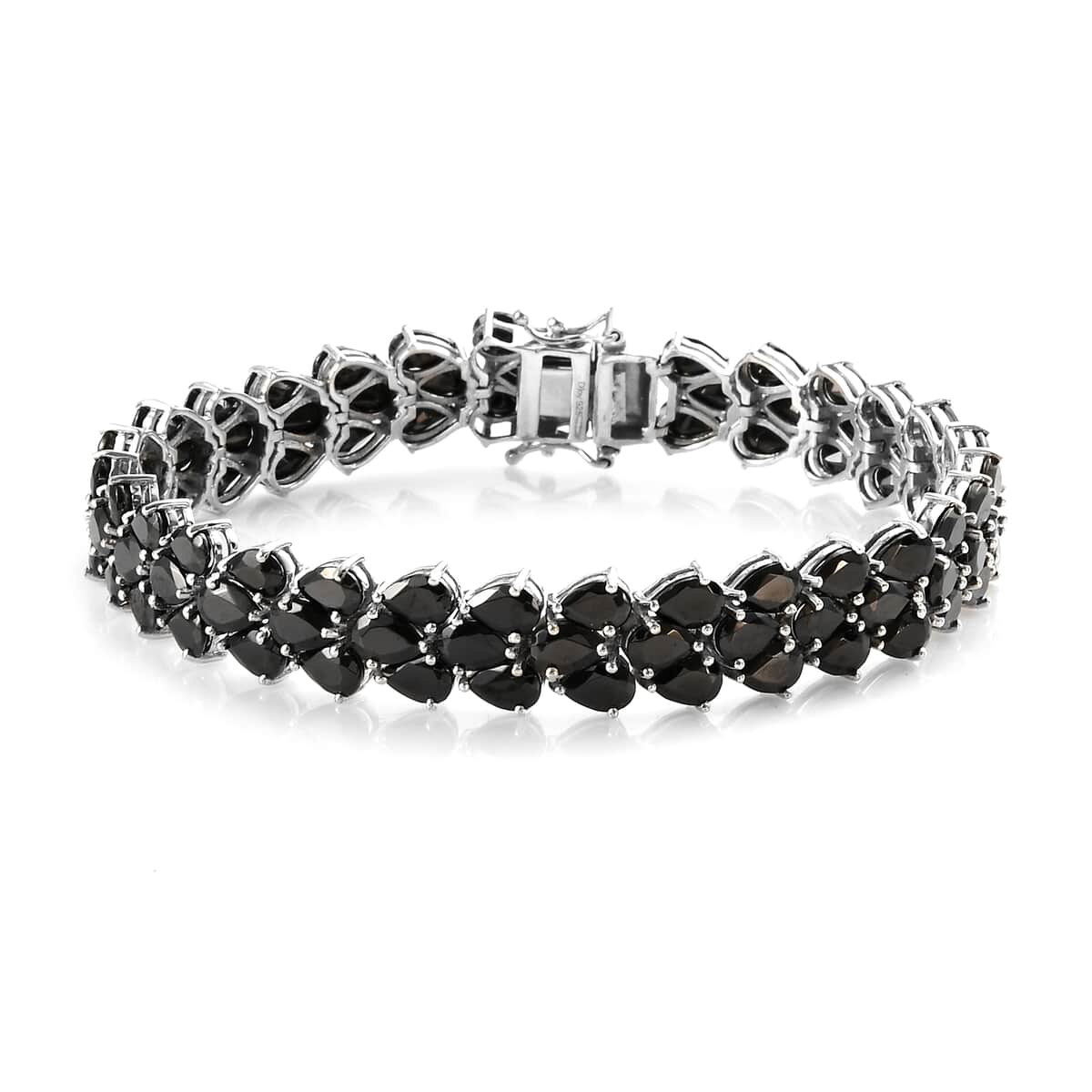 Elite Shungite Three Row Bracelet in Platinum Over Sterling Silver (8.00 In) 22.10 ctw image number 0