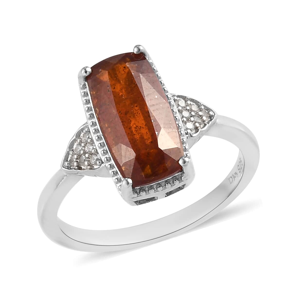 Tangerine Kyanite and Natural White Zircon Ring in Platinum Over Sterling Silver (Size 6.0) 2.90 ctw image number 0
