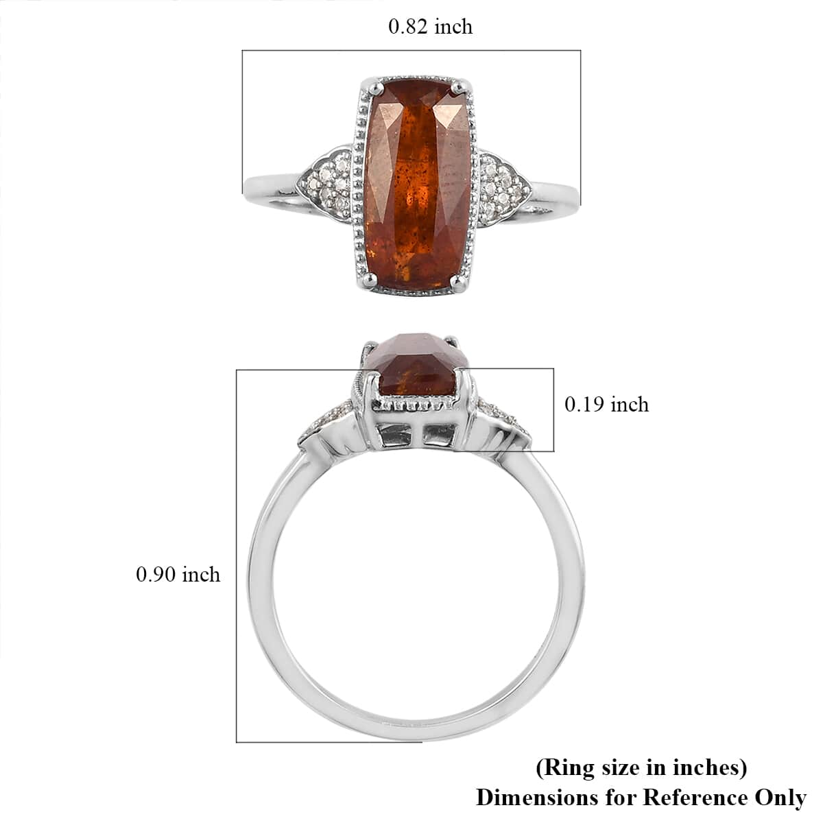 Tangerine Kyanite and Natural White Zircon Ring in Platinum Over Sterling Silver (Size 7.0) 2.90 ctw image number 5