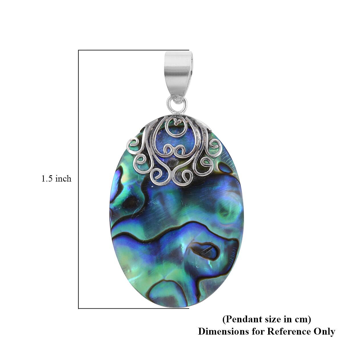 Abalone Shell Pendant without Chain in Sterling Silver
