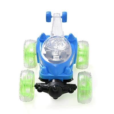Blue Rechargeable Stunt Car with Flashing Light (Power Supply 3.7V 320mah Lithium Battery, Remote 2pcs AA Battery not Included)