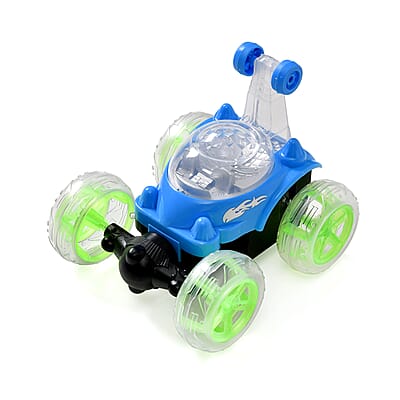 Blue Rechargeable Stunt Car with Flashing Light (Power Supply 3.7V 320mah Lithium Battery, Remote 2pcs AA Battery not Included)