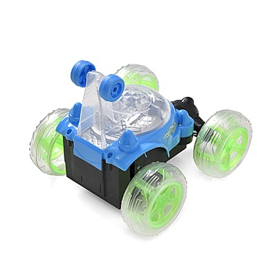 Blue Rechargeable Stunt Car with Flashing Light (Power Supply 3.7V 320mah Lithium Battery, Remote 2pcs AA Battery not Included)