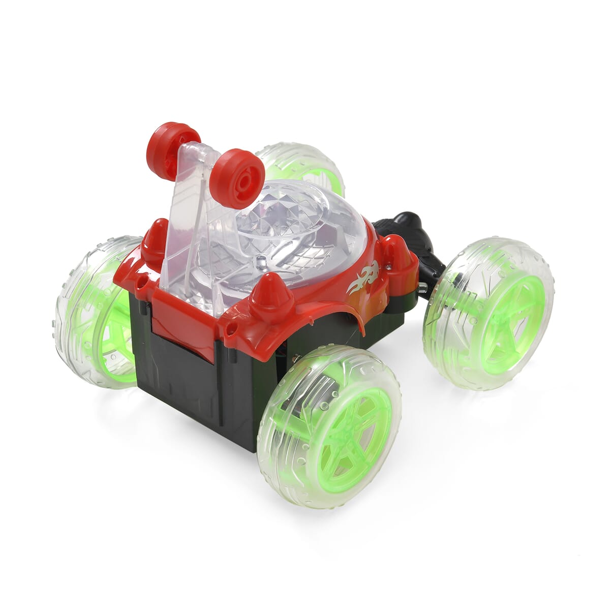 Red Rechargeable Stunt Car with Flashing Light (Power Supply 3.7V 320mah Lithium Battery, Remote 2pcs AA Battery not Included) image number 3