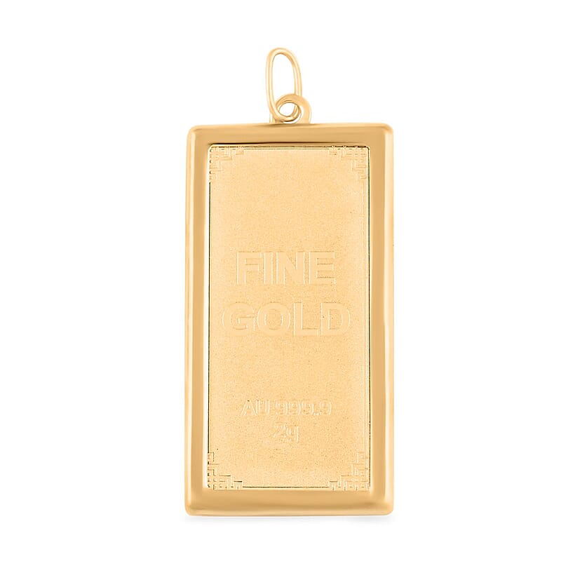 24K Yellow Gold Bar with 14K Yellow Gold Frame 2.50 Grams