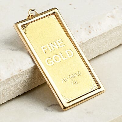 24K Yellow Gold Bar with 14K Yellow Gold Frame 2.50 Grams