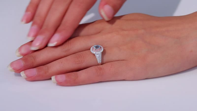 Santa Maria Aquamarine and Multi Gemstone 1.35 ctw Aqua Blossom Ring in Rhodium Over Sterling Silver (Size 10.0)