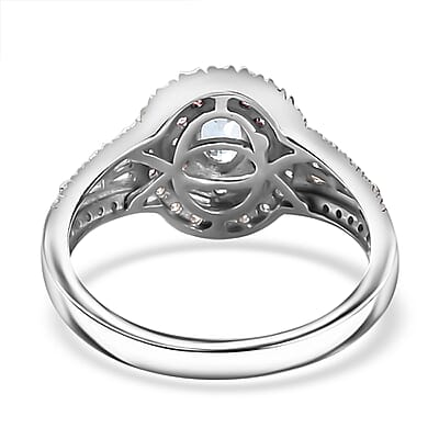 Santa Maria Aquamarine and Multi Gemstone 1.35 ctw Aqua Blossom Ring in Rhodium Over Sterling Silver (Size 10.0)