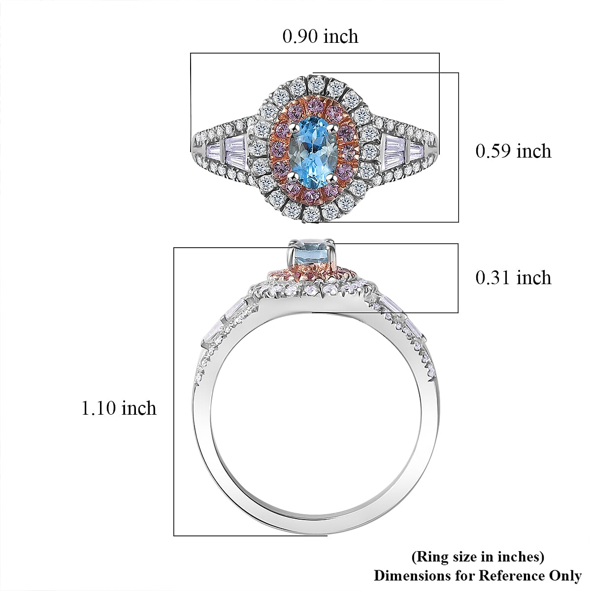 Santa Maria Aquamarine and Multi Gemstone 1.35 ctw Aqua Blossom Ring in Rhodium Over Sterling Silver (Size 10.0)