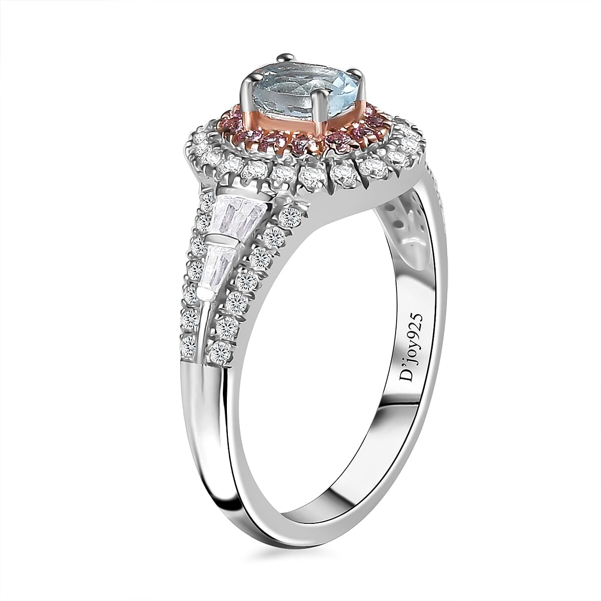 Santa Maria Aquamarine and Multi Gemstone 1.35 ctw Aqua Blossom Ring in Rhodium Over Sterling Silver (Size 7.0) image number 3