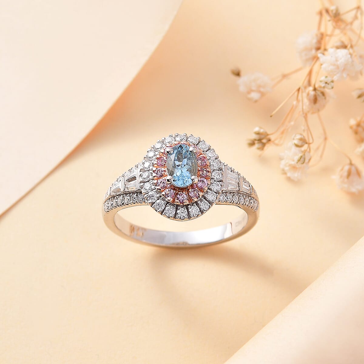 Santa Maria Aquamarine and Multi Gemstone 1.35 ctw Aqua Blossom Ring in Rhodium Over Sterling Silver (Size 8.0) image number 1