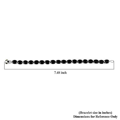 D'Joy Thai Black Spinel and Chrome Diopside 42.50 ctw Serpent Bracelet in Rhodium Over Sterling Silver (7.25 In)
