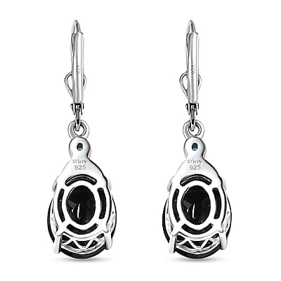 Thai Black Spinel and Malgache Neon Apatite 9.15 ctw Lever Back Earrings in Rhodium Over Sterling Silver