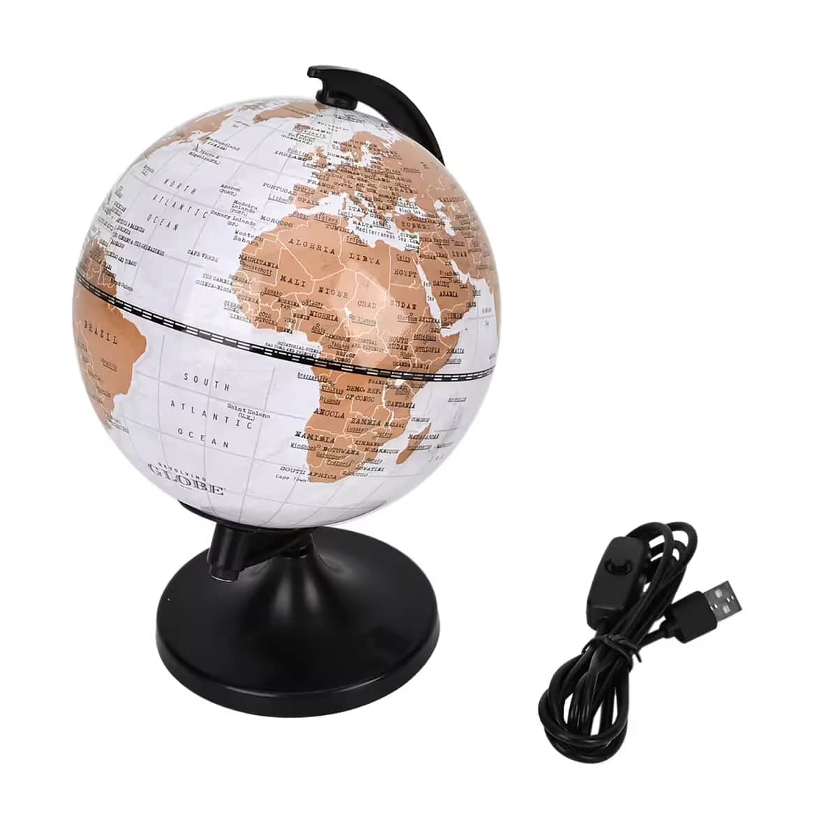 Doorbuster Illuminated Light and Educational HD Printed Globe of the world with stand (Size: D 6*H 7.87)- White image number 0