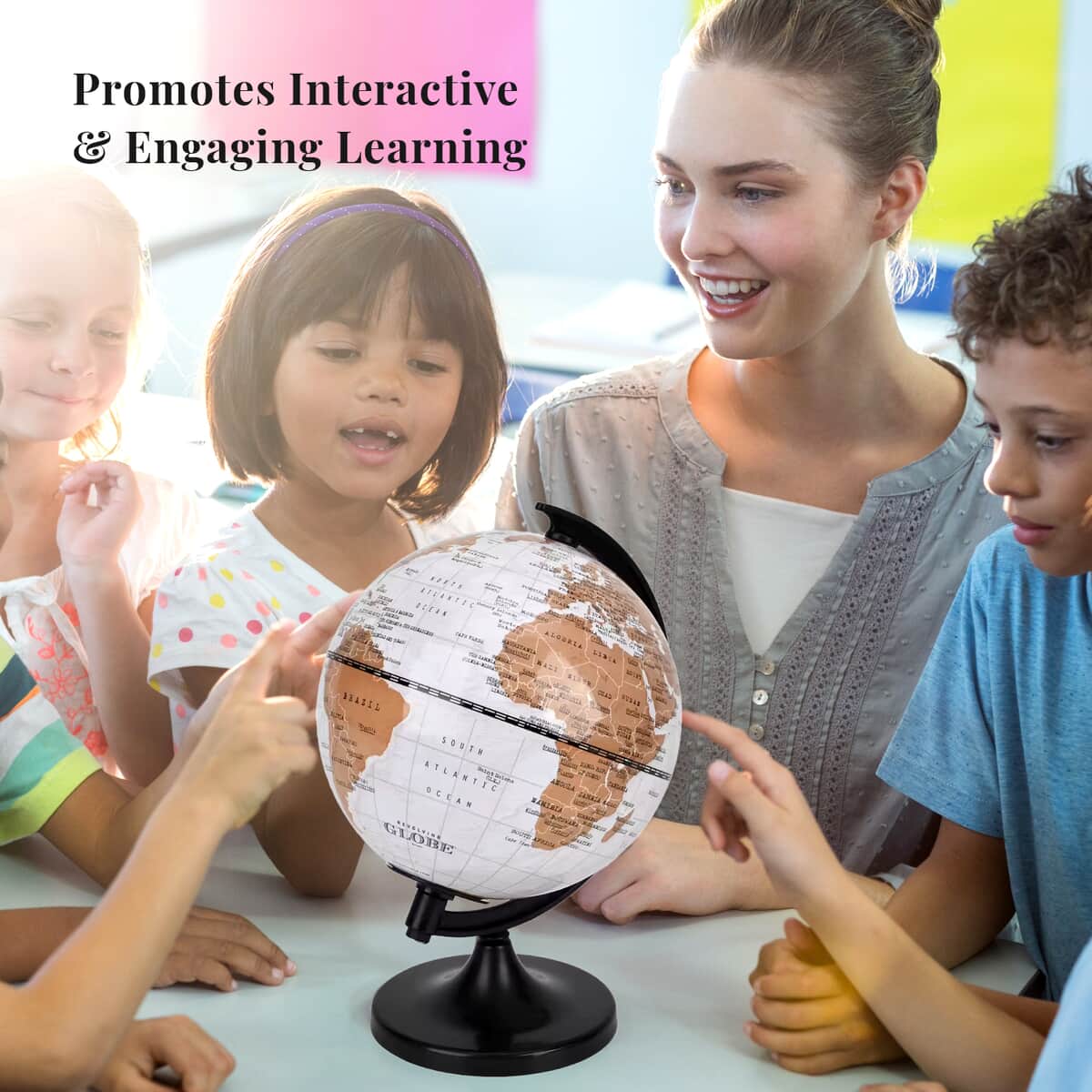 Doorbuster Illuminated Light and Educational HD Printed Globe of the world with stand (Size: D 6*H 7.87)- White image number 2