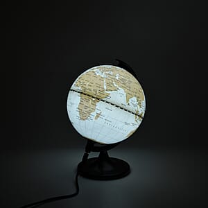 Livmore Illuminated Light and Educational HD Printed Globe of the world with stand (Size: D 6*H 7.87)- White