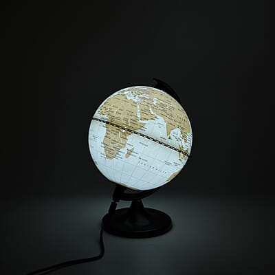 Livmore Illuminated Light and Educational HD Printed Globe of the world with stand (Size: D 6*H 7.87)- White