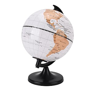 Livmore Illuminated Light and Educational HD Printed Globe of the world with stand (Size: D 6*H 7.87)- White