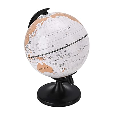 Livmore Illuminated Light and Educational HD Printed Globe of the world with stand (Size: D 6*H 7.87)- White
