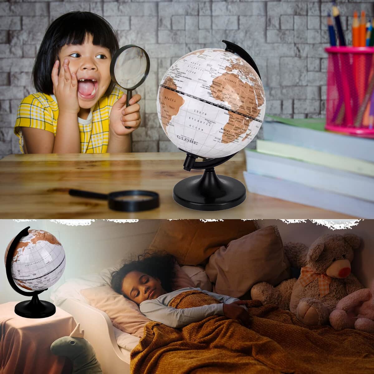 Doorbuster Illuminated Light and Educational HD Printed Globe of the world with stand (Size: D 6*H 7.87)- White image number 5