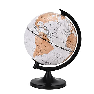 Livmore Illuminated Light and Educational HD Printed Globe of the world with stand (Size: D 6*H 7.87)- White