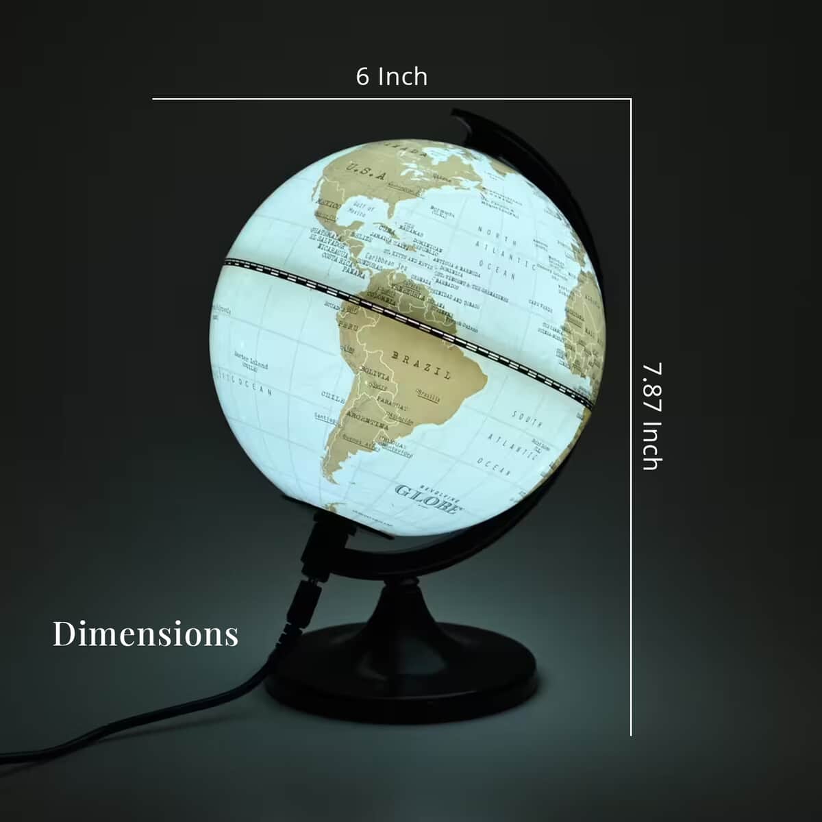 Doorbuster Illuminated Light and Educational HD Printed Globe of the world with stand (Size: D 6*H 7.87)- White image number 6